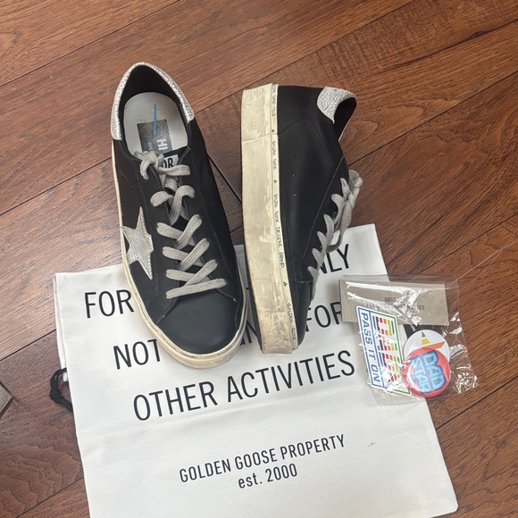 Golden Goose Black and Silver Sneakers - Picture 1 of 9